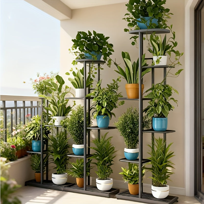 Multi-Tiered Indoor Plant Stand Sturdy Metal Flower Shelf with Wide Base - Space-Saving Vertical Plant Rack for Home Garden Decor, Patio, Balcony & Living Room
