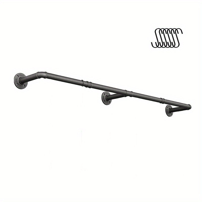 72 Inch Metal Plant Hanging Rod with 3 Hooks - Wall Mount Indoor Hanging Plant Holder Bar for Window, Ceiling, Kitchen, Balcony & Living Room Garden Decor, Black