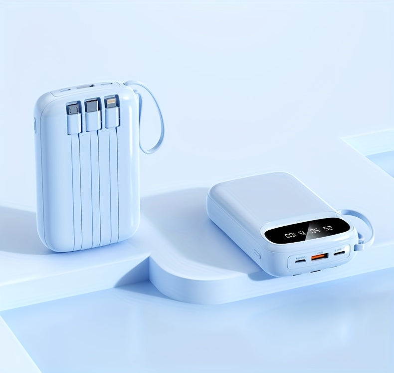 50000Mah Portable Large Capacity Mobile Power Bank, Comes with Four Data Cables/Lanyard/Led Power Display, Suitable for Fast Charging of Mobile Phones Such As Iphone/Android And Digital Electronic Products, Outdoor Portable Emergency Power Bank