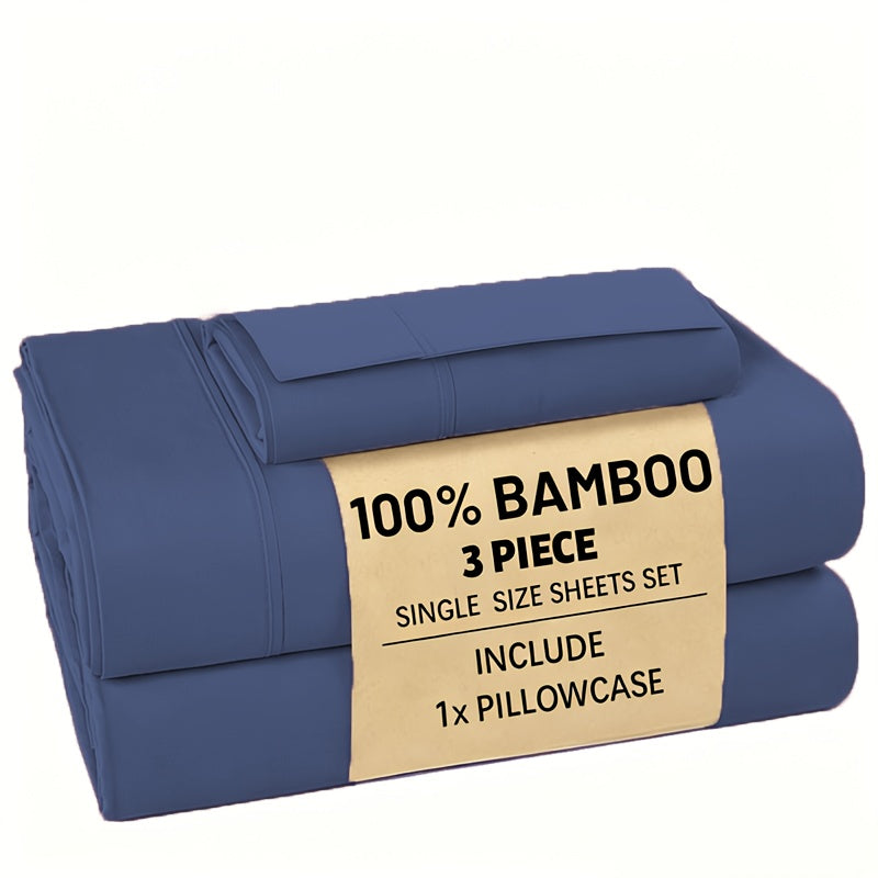 Bamboo Bed Sheet Set 3/4pcs – Soft Breathable Deep Pocket Sheets for Hot Sleepers, Durable Stitching, Twin Full Queen King, 11 Colours Including Assorted