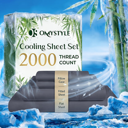 Ultra-Soft Summer Bamboo Sheet Set 4pcs – Breathable Cooling Bed Sheets with 16" Deep Pocket for Hot Sleepers, Includes Fitted Sheet, Flat Sheet & 2 Pillowcases, Twin Full Queen King, 7+ Colours