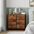 EUNOS Dresser for Bedroom with 5 Drawers, Wide Storage Chest Of Drawers with Removable Fabric Bins for Closet Bedside Living Room Laundry Entryway Hallway