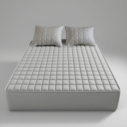 Cooling Mattress Protector Deep Pocket 9-15" Quilted Bed Cover All Season Breathable Fitted Sheet Style Black Grey Blue Light Blue Twin Full Queen King