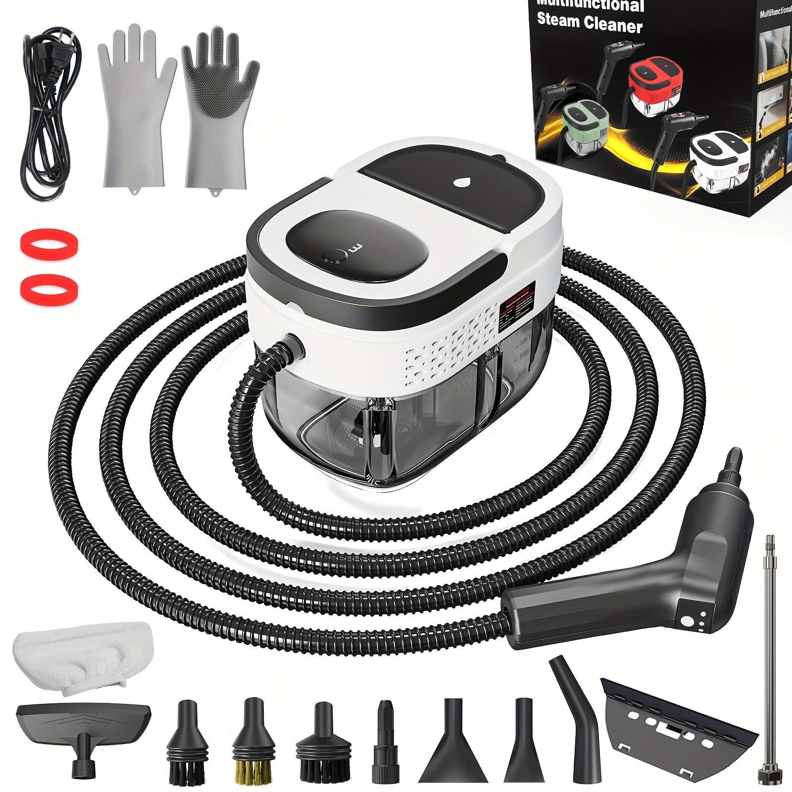 [Upgrade Capacity] Handheld Steam Cleaner, 2500W High Pressure Steam Machine, 54.1oz Water Tank, 3 Levels Adjustable Handle, Portable Cleaning Steamer for Home, Car Detailing, Bed Bugs, Furniture, Grout