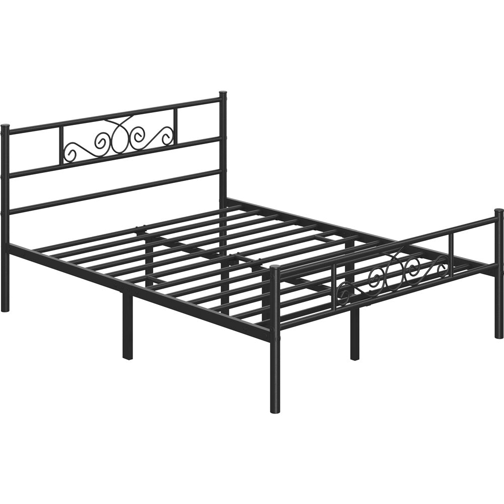 Scroll Metal Bed Frame with Headboard & Footboard – Space-Saving Iron Platform Bed, No Box Spring Needed, Twin Full Queen, Black or White, for Bedroom Guest Room Dorm – ALDEN DESIGN