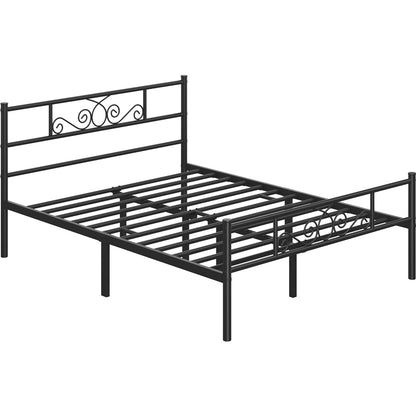 Scroll Metal Bed Frame with Headboard & Footboard – Space-Saving Iron Platform Bed, No Box Spring Needed, Twin Full Queen, Black or White, for Bedroom Guest Room Dorm – ALDEN DESIGN