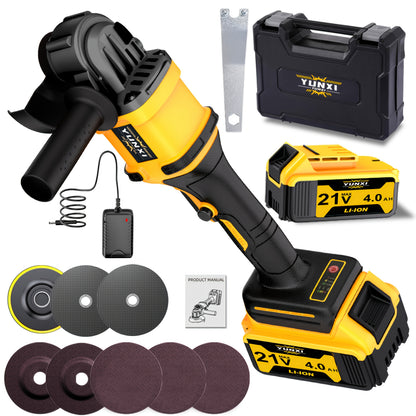 Rechargeable Angle Grinder Polisher Kit 2-in-1 Wireless Portable Power Tool for Metal Wood Car Repair – Cordless Grinding Polishing Machine, DIY & Auto Detailing Tool, Great Gift Idea