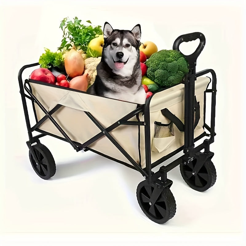 Collapsible Folding Wagon Cart 330lbs Heavy Duty – All-Terrain Wheels Outdoor Utility Wagon for Beach Camping Garden Grocery, Pet Dog Stroller – ShopVora CA