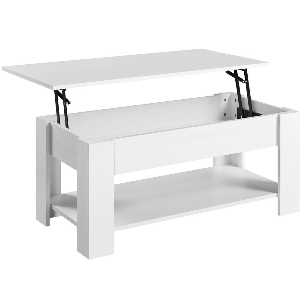 ALDEN DESIGN Coffee Table, 38 in Lift Top Coffee Table with Hidden Compartment & Open Shelf, Space-saving Coffee Table for Small Apartment, Living Room, Reception Room, Office, White/Black/Gray/Rustic Brown/Espresso