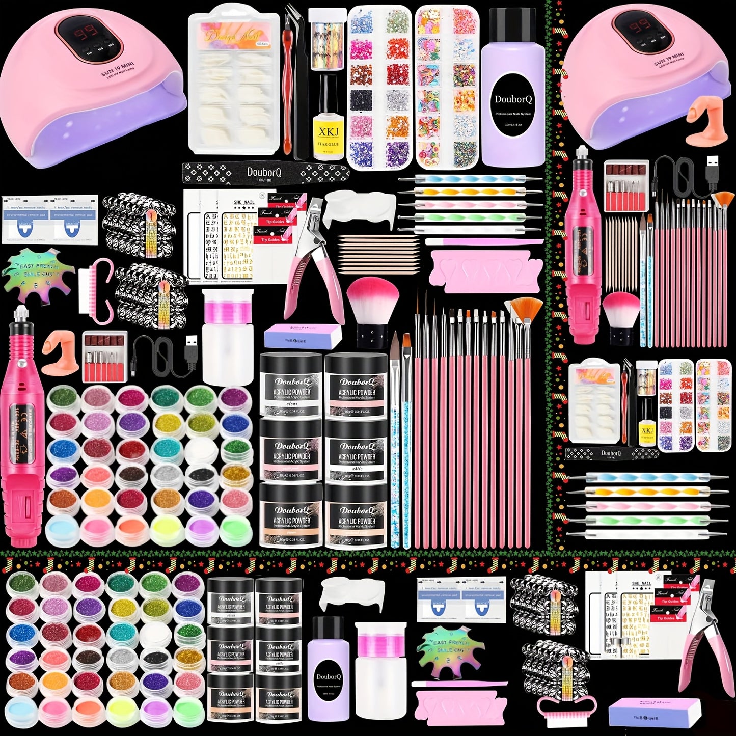Acrylic Nail Kit with Drill & UV Light - Complete Professional Nail Starter Set for Beginners, Full Acrylic Nail Kit with Everything Included - Home Nail Art & Nail Extension Supplies