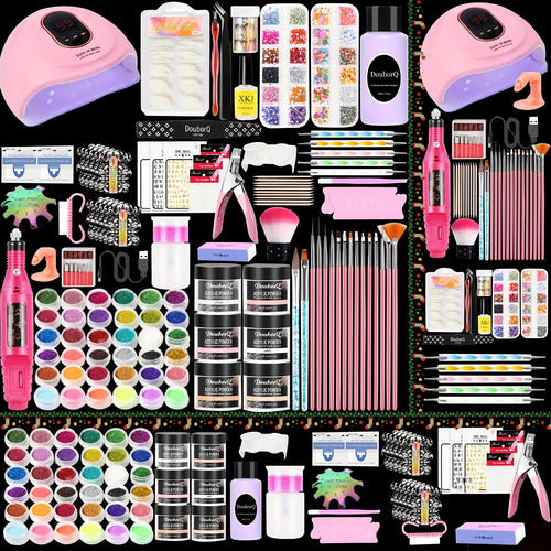 Acrylic Nail Kit with Drill & UV Light - Complete Professional Nail Starter Set for Beginners, Full Acrylic Nail Kit with Everything Included - Home Nail Art & Nail Extension Supplies