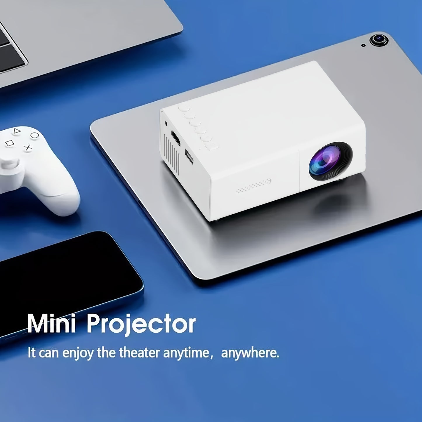 Portable Mini Projector Native 1080P, Compact Cube Home Theatre Projector with Remote Control, USB Powered, Compatible with iOS Android Windows PS4 HDMI USB – Indoor Outdoor Movie Projector