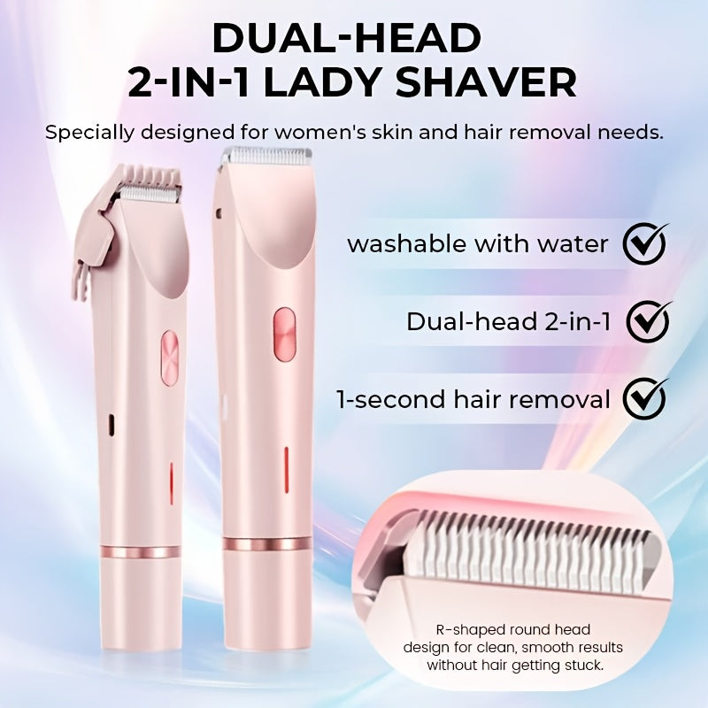 2-in-1 Women'S Aluminum Foil Shaver, Double-Headed Hair Remover For Armpits And Full Body, Ultra-Long Battery Life Tpye-C Charging, IPX6, Dry/Wet Use, Mini Razor For Men Women