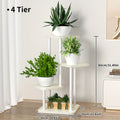 Multi-Tier Plant Stand White 4 or 5 Layer Flower Rack for Living Room, French Window, Balcony & Courtyard – Freestanding Indoor Outdoor Tiered Plant Display Shelf for Potted Plants & Garden Decor