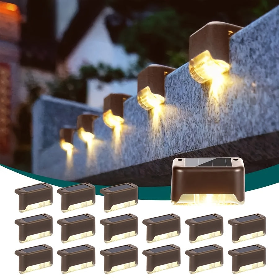 32/16/8pcs Solar Outdoor Lights, LED Solar Deck Lights, Solar Step Lights, IP44 Waterproof,Garden Decor for Outside,Solar Power Fence Lights for Stairs, Step, Fence, Yard, Patio, And Pathway(Warm White).Halloween and Christmas Decorations Outdoor.