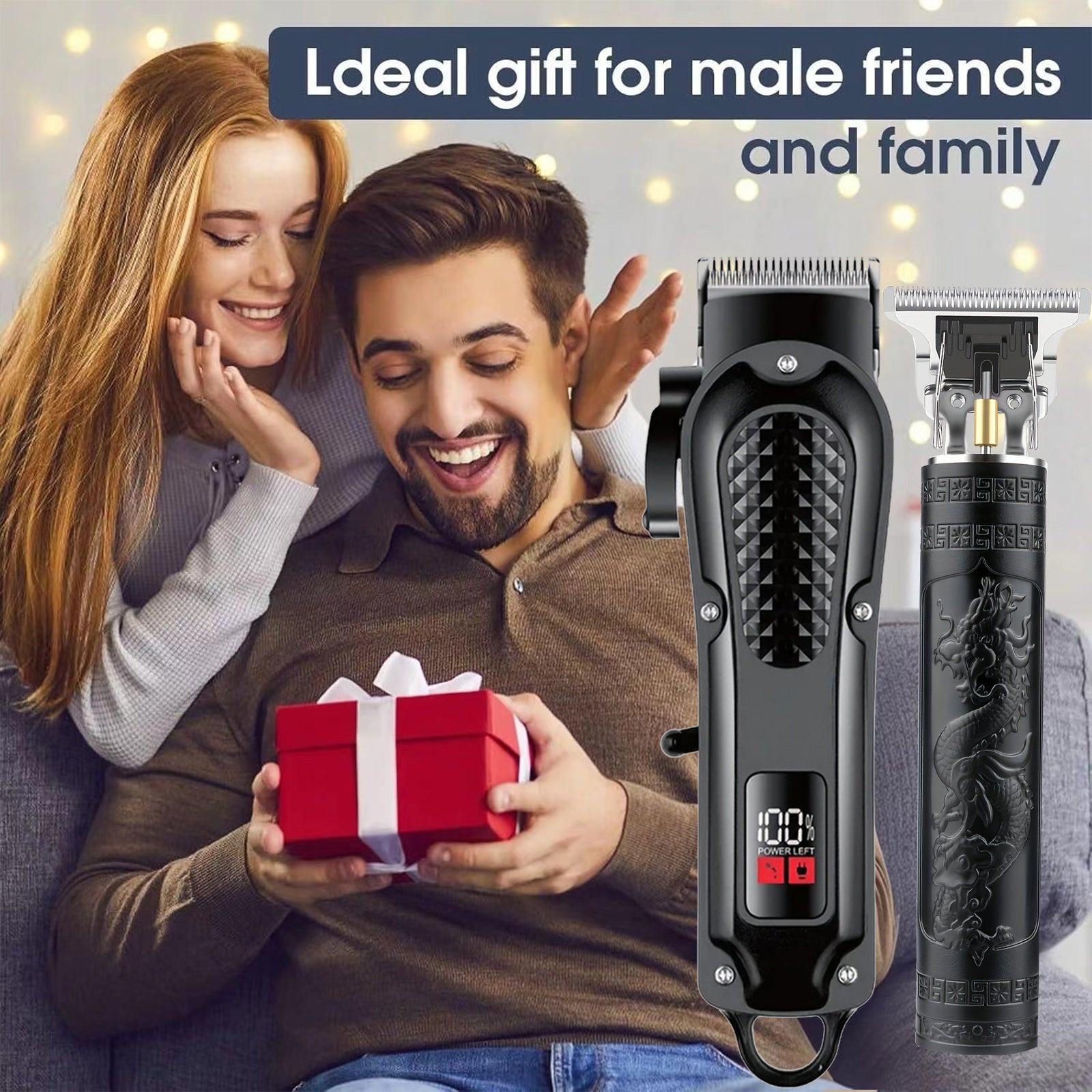 2pcs/3pcs Men'S Hair Clipper - USB Rechargeable, Digital Display, Electric Hair Clipper And Beard Trimmer, Grooming Set - Perfect for Father'S Day Or Holiday Gifts, Perfect for Men