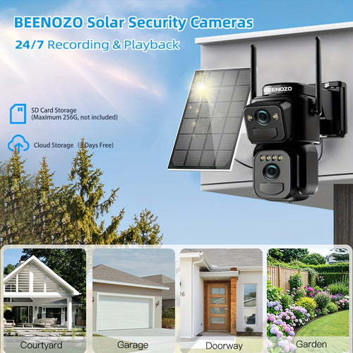 2K Solar PTZ Security Camera 10X Zoom 360° WiFi, Spotlight Alarm Motion Detection Colour Night Vision Two-Way Audio – Solar Bullet + PTZ Dual Camera Outdoor CCTV System