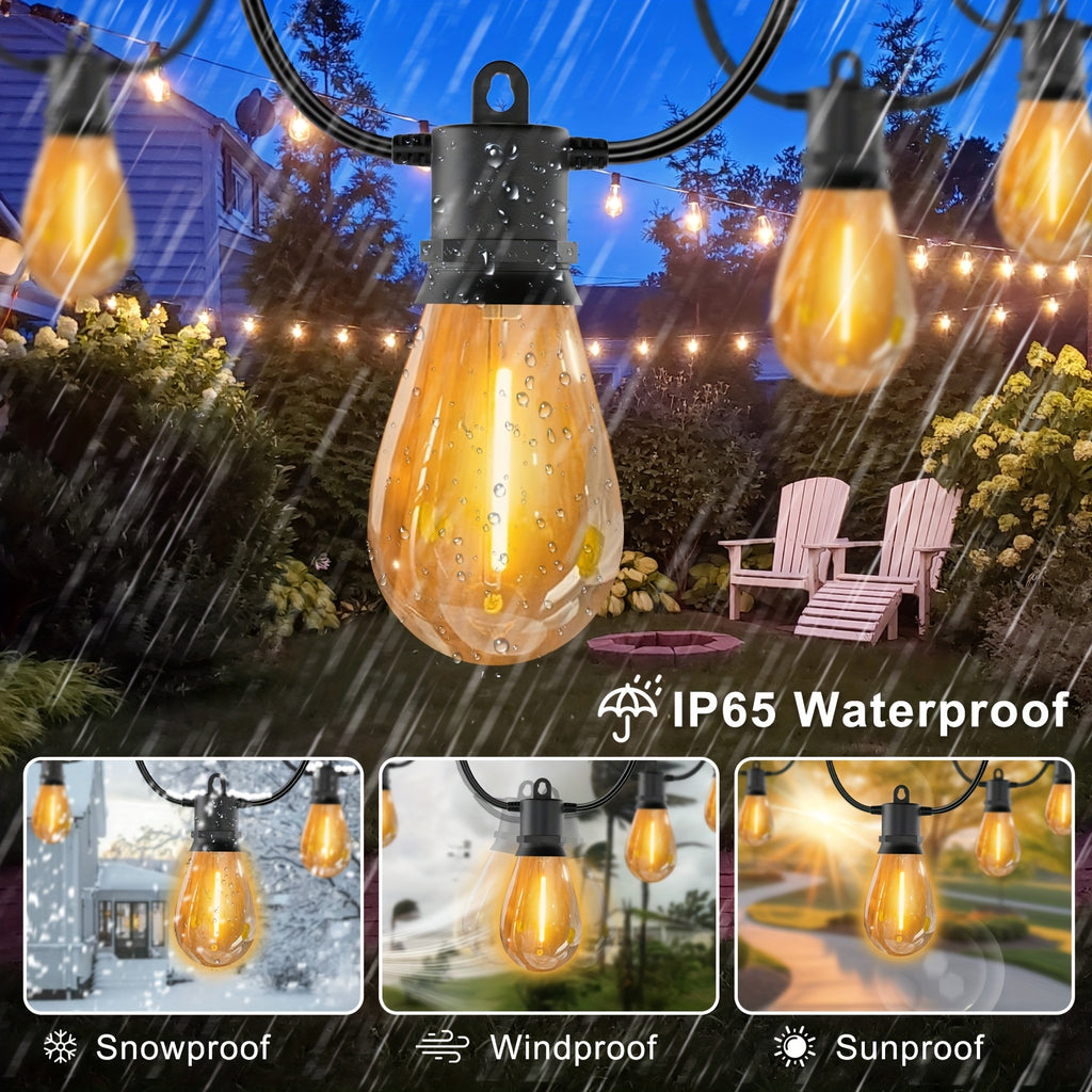 25FT/50FT/100FT Outdoor Lights for Patio, Outdoor String Lights with Edison Shatterproof Bulbs, Patio Lights Outdoor Waterproof, Commercial Grade Patio Lights, Perfect for Gardens, Yards, Decks And Halloween, Christmas Decorations