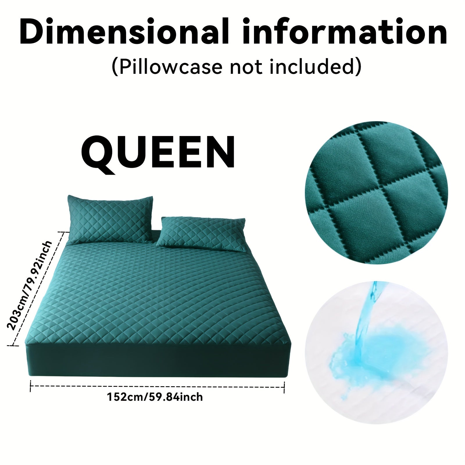 Thickened Waterproof Mattress Protector Soft Comfortable Fitted Bed Cover, Layered Insert Mattress Pad for Bedroom Guest Room Hotel, Twin Full Queen King Size, Blue Green Grey Black