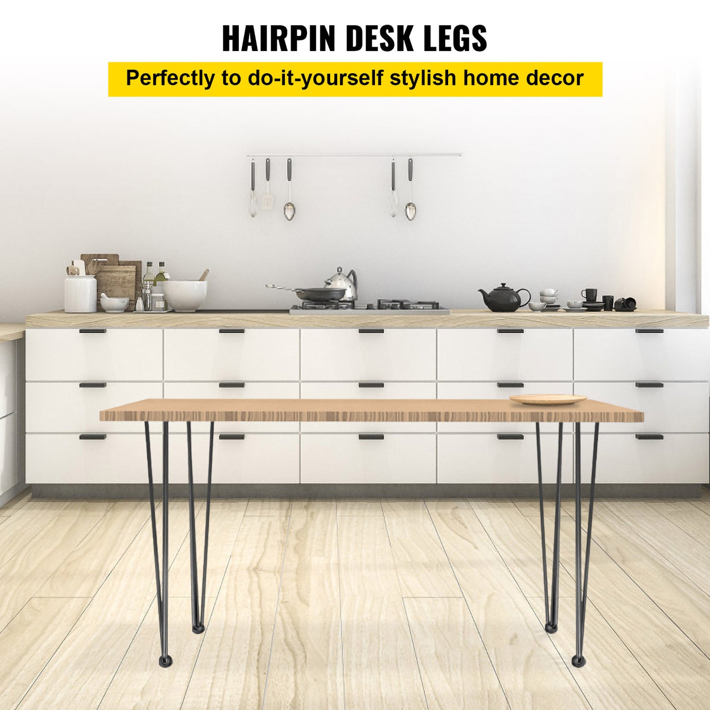 Hairpin Table Legs Set of 4 – Carbon Steel 3-Rod Design, 220 lbs Each, 16–40 Inch – Heavy Duty DIY Furniture Legs for Desk, Bench, Dining Table & Chairs – Black Powder Coat