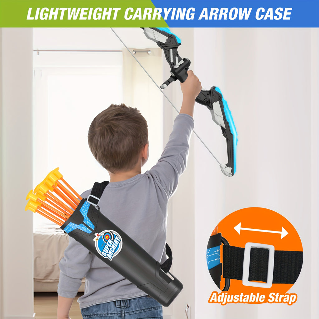 HYES 2 Set of Bow And Arrow Featuring a 29" Large Dart Board, Illuminated Archery Kit with 24 Suction Cup Arrows, Suitable for Indoor And Outdoor Play, Perfect Gifts for Boys And Girls Aged 3 to 12