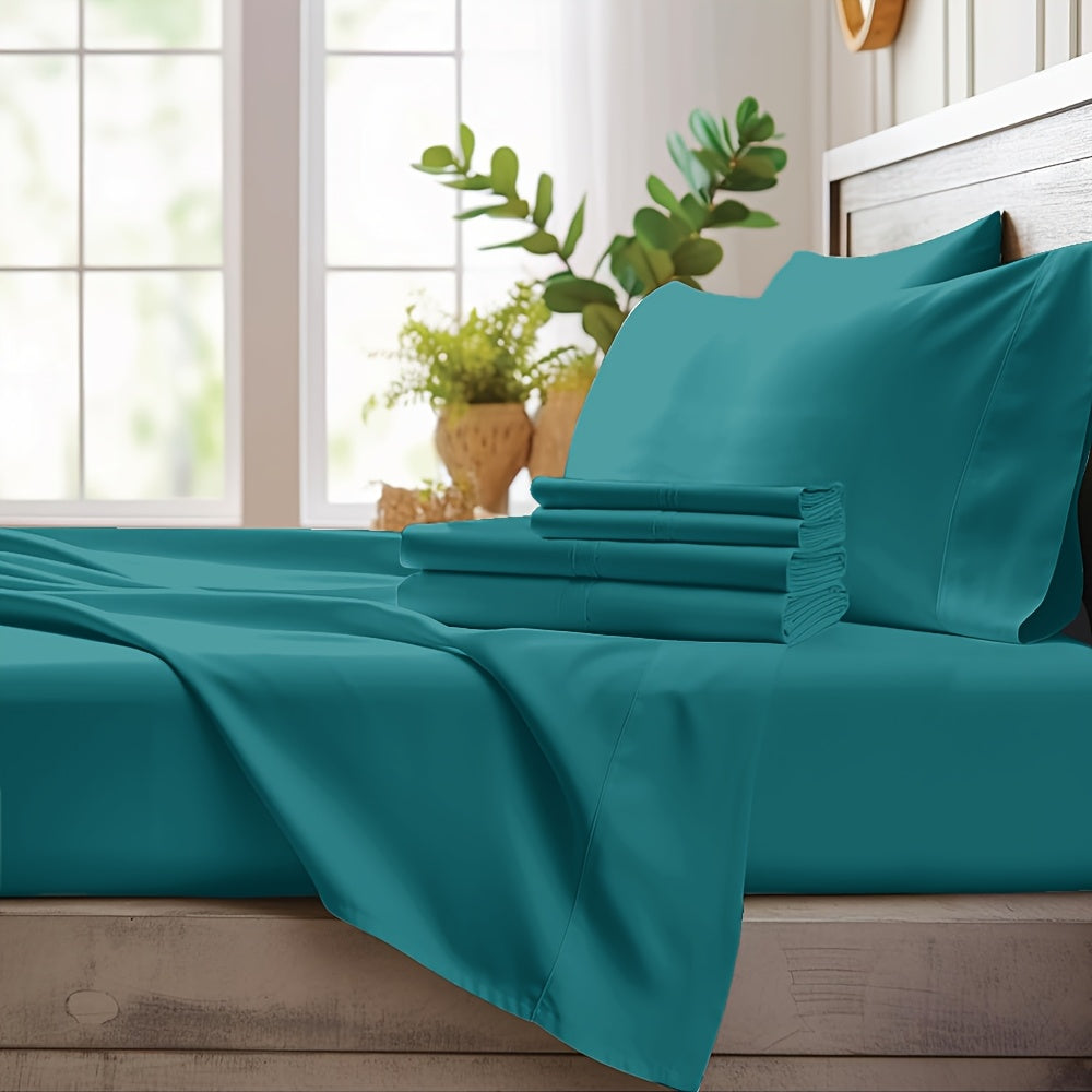 Extra Deep Pocket Cooling Bed Sheets Set – Breathable Wrinkle-Free Soft Bedding for Kids, Women & Men – Hotel Luxury Fitted Sheet Set, Light Blue, Twin Full Queen King