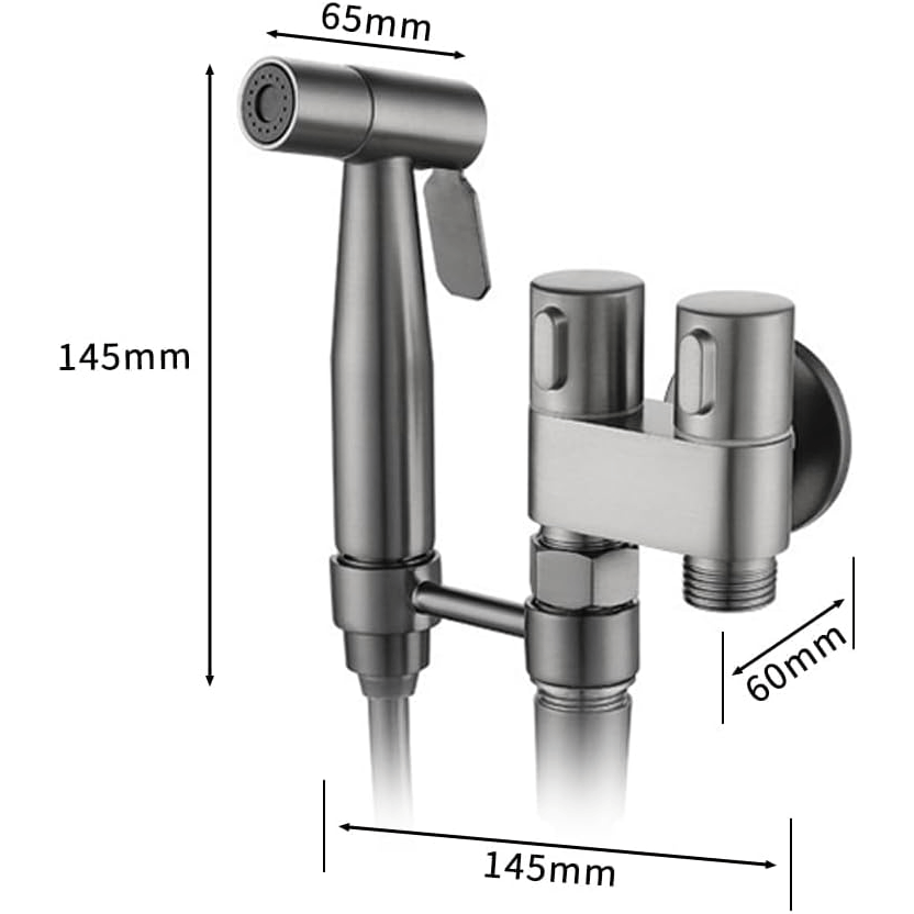 Pet Bath 4pcs/1 Set Handheld Bathroom Equipment Set, Wall Mounted 2-in-1 Angle Valve Set, Metal Spray Paint Gun, Retractable Hose and Bracket, Suitable for Washing Machine, Bathroom, RV, Toilet Companion Set
