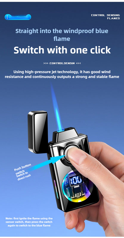 Smart Flip Induction Lighter with Voice Control & 5 Ignition Modes – Refillable Butane Metal Lighter, Visible Fuel Window, Portable EDC for Candles, Camping & Gifts | ShopVora CA