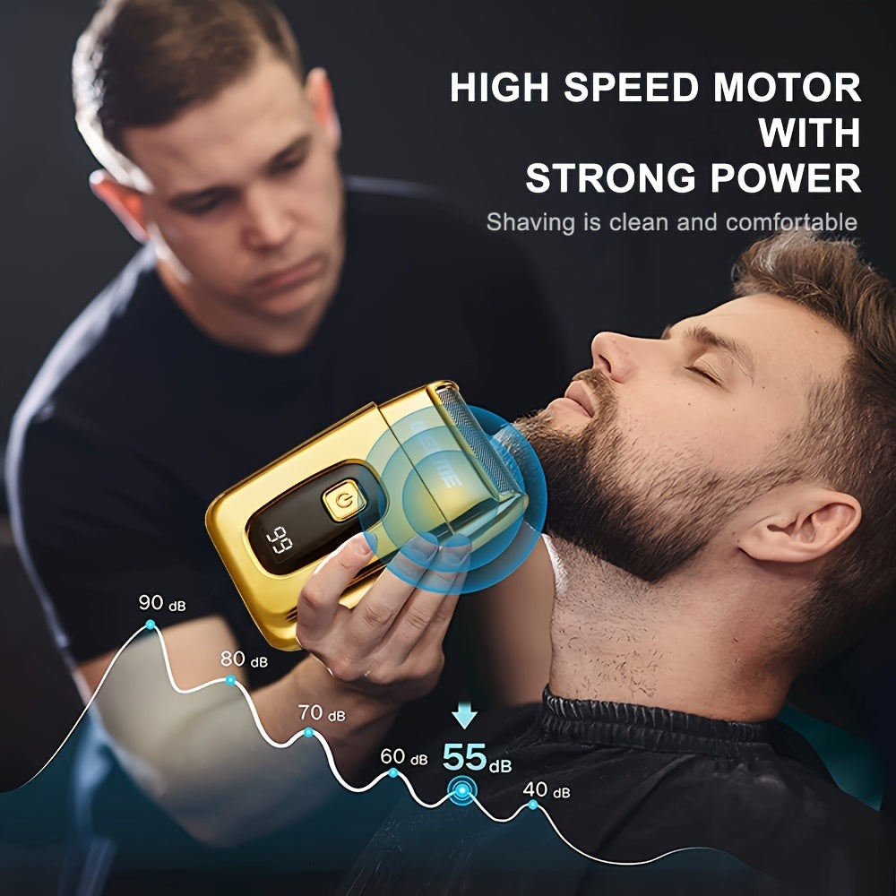 WEEME 1pc/3pcs Men's Grooming Kit, Golden Balck Hair Clippers with LCD Display, USB Rechargeable, 8 Guide Combs, Trimmer And Shaver, with Cleaning Brushes And Comb, Perfect Valentine'sGift for Men.