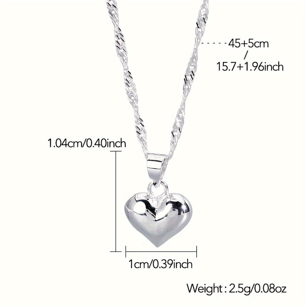 1pc S925 Sterling Silver Necklace Featuring a Heart-Shaped Pendant - Long-Lasting, Safe for Sensitive Skin, And Free of Nickel, Perfect for Everyday Use And a Great Present for Dear Ones