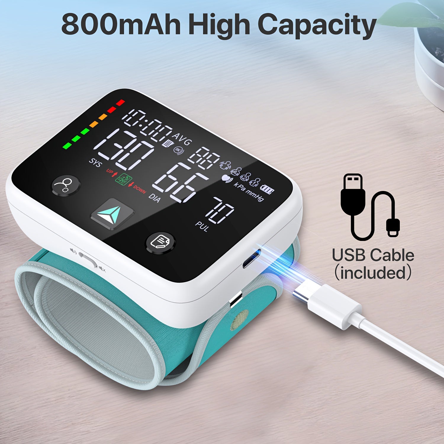 Wrist Blood Pressure Monitor with Voice Broadcast, Dual User Mode 2x120 Memory, LED Color AHA Indicator, 800mAh Rechargeable Battery, Storage Case & Charging Cable Included | ShopVora CA
