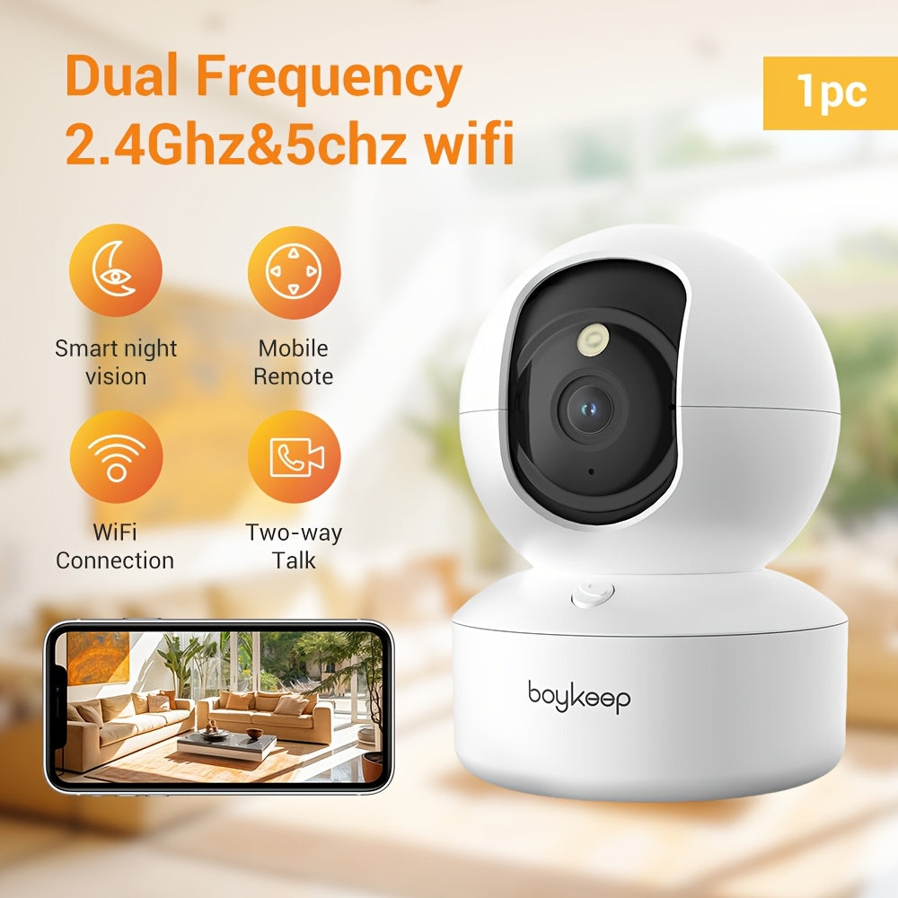 Boykeep 1296P WiFi Smart Camera 3-Pack, 355° Panoramic View, Color Night Vision, Motion Detection, Alarm Push, 2-Way Audio, Dual-Band 2.4GHz/5GHz — Home Security Canada