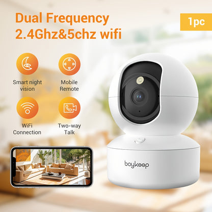 Boykeep 1296P WiFi Smart Camera 3-Pack, 355° Panoramic View, Color Night Vision, Motion Detection, Alarm Push, 2-Way Audio, Dual-Band 2.4GHz/5GHz — Home Security Canada