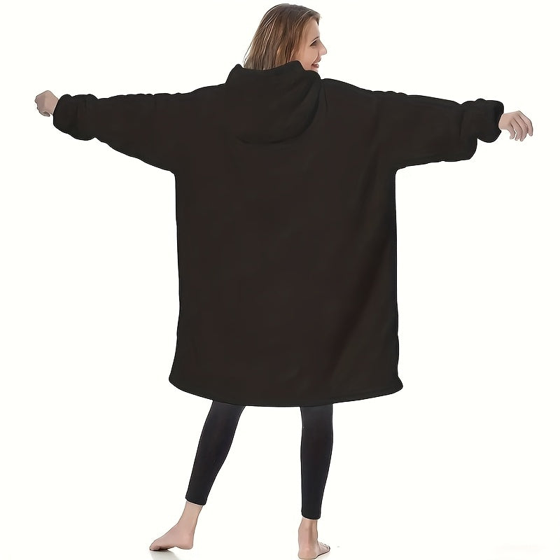 Comfortable And Soft Oversized Hooded Blanket with Extra-large Pocket - Ultra-soft Double-sided Flannel, Machine Washable, Perfect for Winter And Valentine's Day Gifts, Modern Style, Wearable Blanket