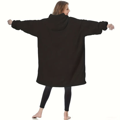 Oversized Hooded Wearable Blanket with Extra-Large Pocket – Ultra-Soft Double-Sided Flannel, Machine Washable, Cozy Winter Wrap for Adults – Perfect Gift for Men & Women