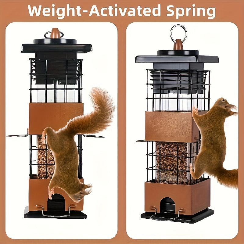 Squirrel Proof Bird Feeder 5LB Metal Outdoor Hanging – Bilateral Weight-Activated Design, Large Capacity Wild Bird Feeder, No Electricity or Batteries Needed, Durable & Weather Resistant