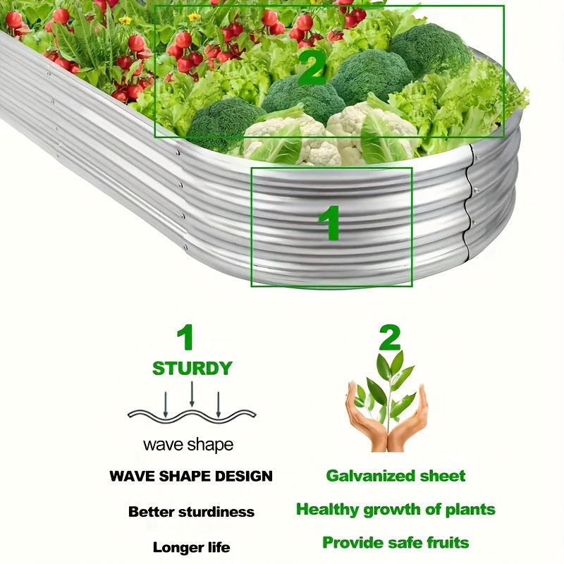 Galvanized Raised Garden Bed Kit 2 Pack - Oval Large Metal Planter Boxes Outdoor for Vegetables, Herbs & Flowers, Garden Boxes for Backyard, Patio & Lawn