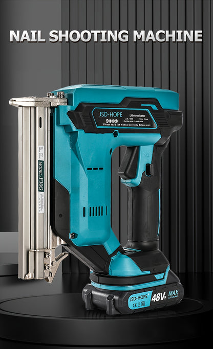 21V Cordless Brad Nailer 2-in-1 – 18 Gauge Electric Nail Gun & Stapler, Single & Bump Fire, Fits 5/8"-1-1/4" Nails, Compatible with Makita 18V/40V Battery – For Woodworking & Home Renovation