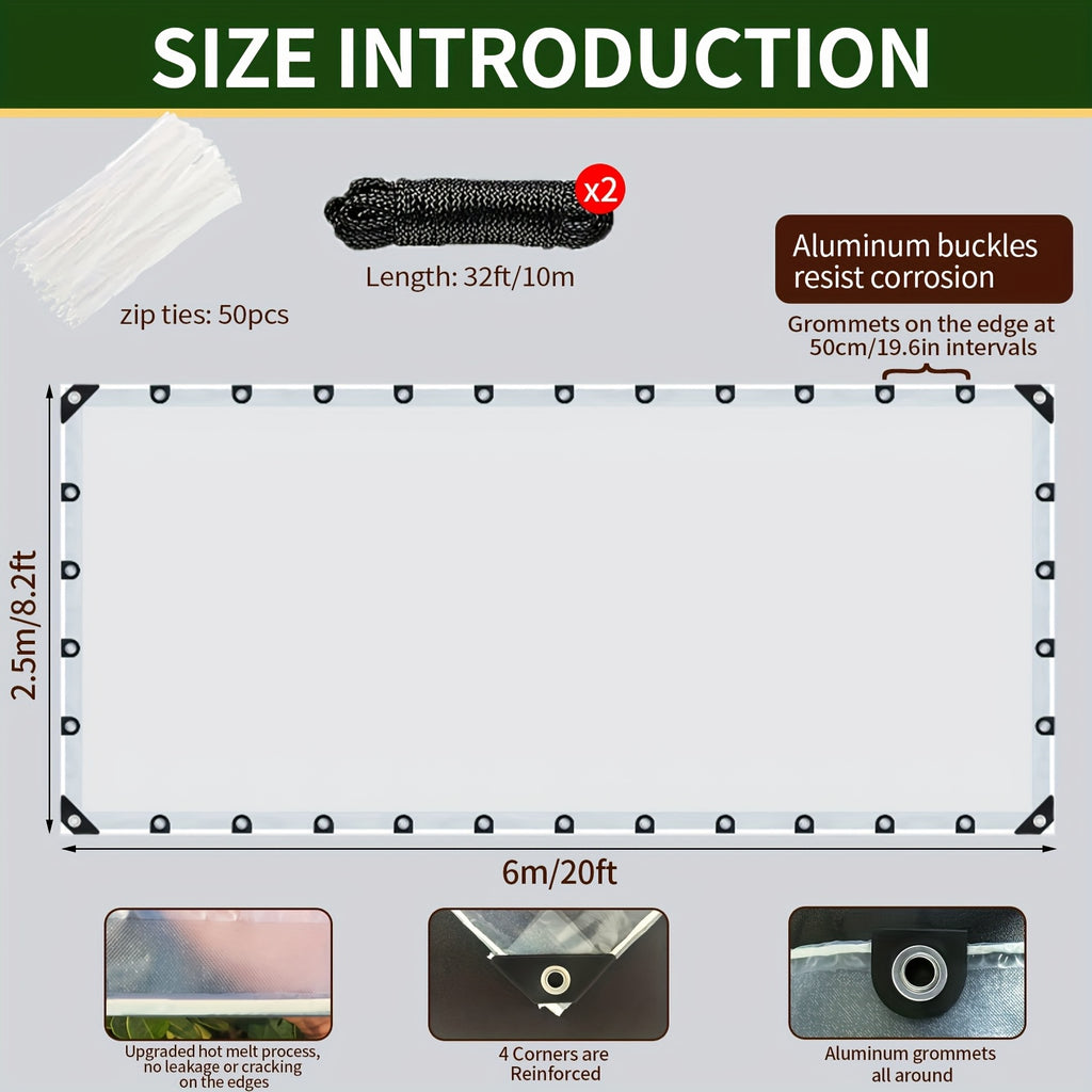 Durable Waterproof Material, Resistant to Snow, Enhanced Edge Hot Melt Tear-Proofing, Available in Various Sizes, Ideal for Garden Fences, Protection Against Rain, Snow, Wind, Chicken Enclosures, Vehicles, Patios
