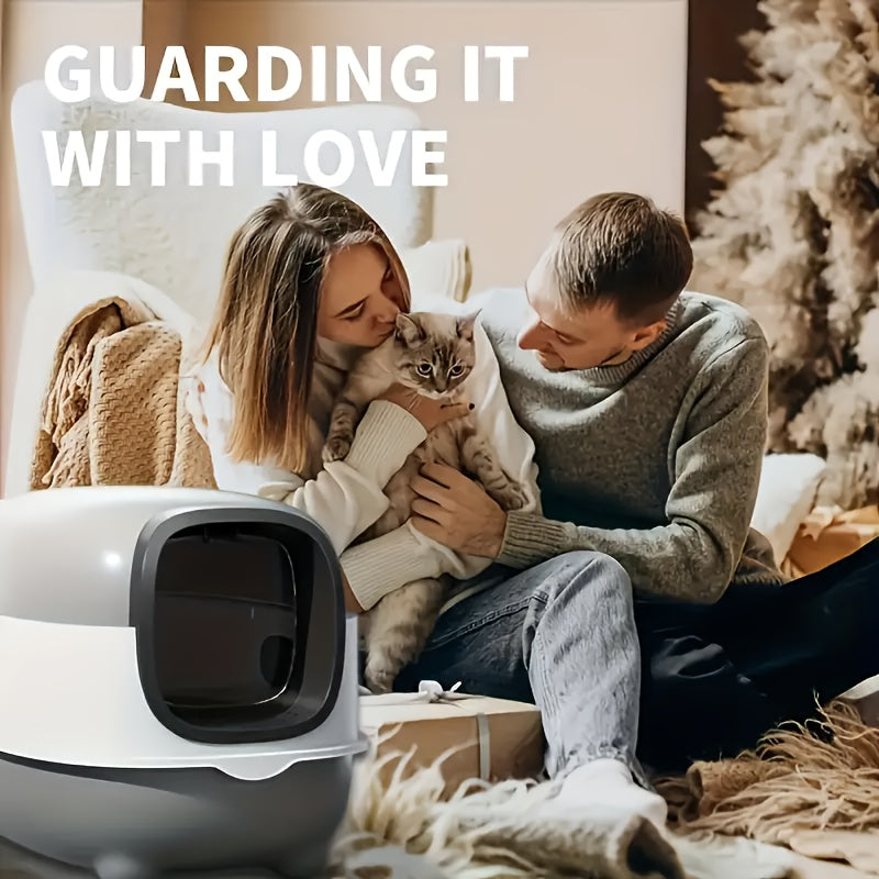 Enclosed Cat Litter Box with Lid – Compact Odor-Proof Leakproof Splash Guard Cat Toilet, No Batteries Required, Easy Clean Indoor Pet Litter Pan