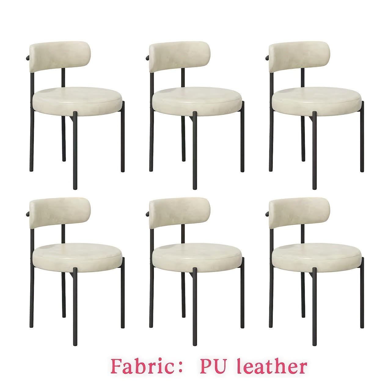Mid-Century Modern Dining Chairs with Boucle Fabric & Thick Cushions – Rounded Back Upholstered Accent Chair with Sturdy Metal Legs for Dining Room Living Room