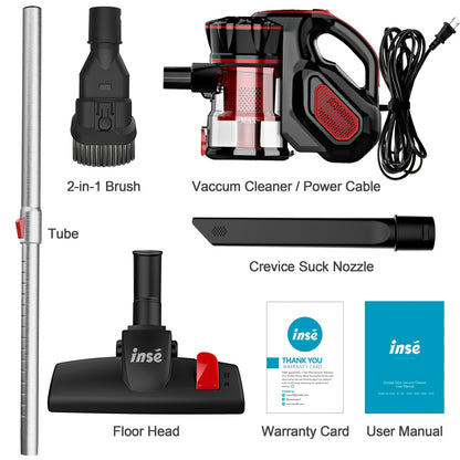 Corded Stick Vacuum Cleaner 600W 18000Pa INSE I5 – Powerful Suction Cyclone Filter, Pet Hair Hardwood Floor & Carpet, Washable Filter, Handheld Corded Vacuum for Home Canada, Blue