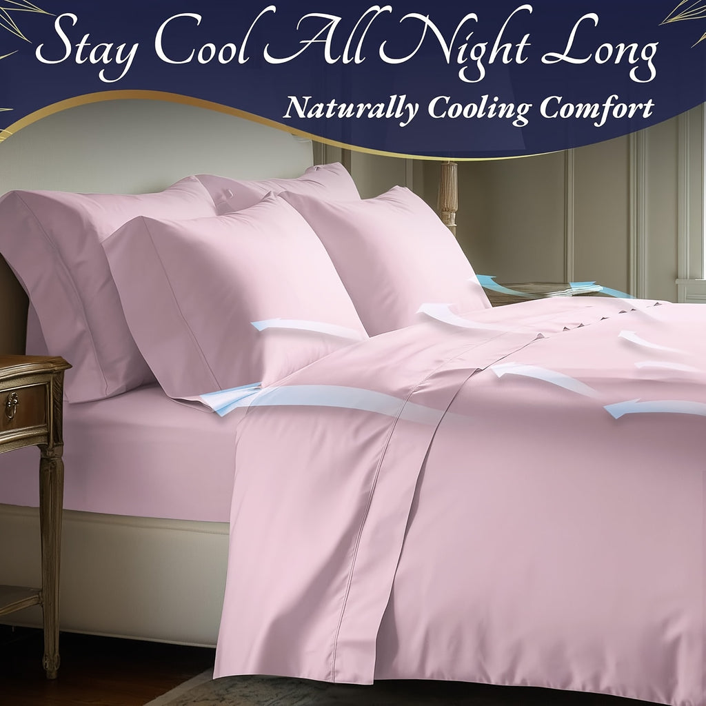 Bedding Sheet & Pillowcase Sets Cooling Bed Sheets King Set - Luxurious & Ultra-Soft King/Kids Size Cooling Sheets for Hot Sleepers - Comfortable & Cool Bamboo Viscose Sheets Deep Pockets for Bedroom Children's Room