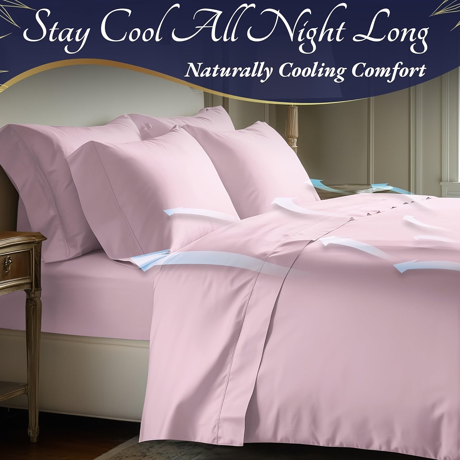 Bedding Sheet & Pillowcase Sets Cooling Bed Sheets King Set - Luxurious & Ultra-Soft King/Kids Size Cooling Sheets for Hot Sleepers - Comfortable & Cool Bamboo Viscose Sheets Deep Pockets for Bedroom Children's Room