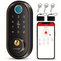 SMONET Y1 Smart Door Lock Alexa Compatible, Fingerprint Keypad Bluetooth Deadbolt, Keyless Entry with Auto-Lock, App Control — Front Door Handle Set Canada