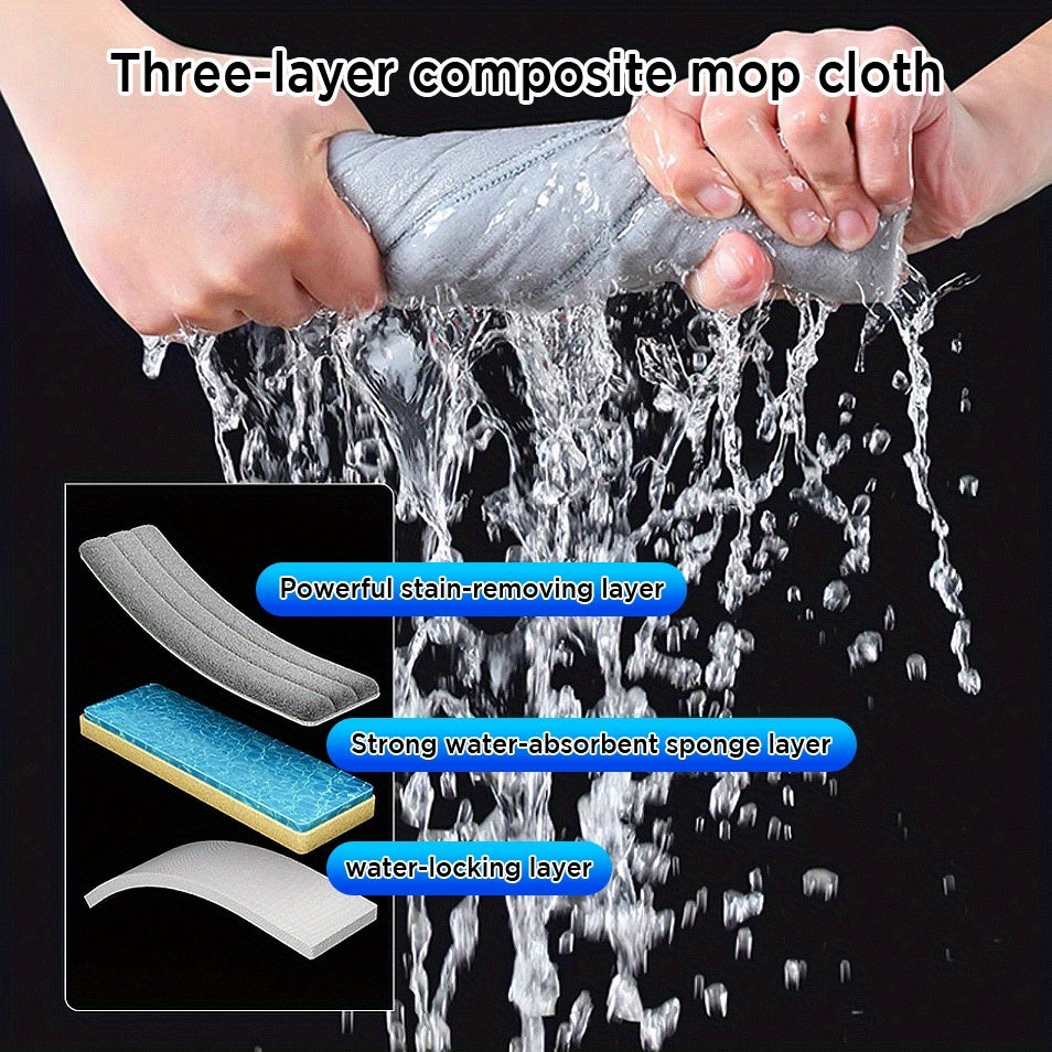 Flat Mop and Bucket with Wringer Set Hands-Free, Dual Compartment Wet Dry Separation Floor Cleaning System, 360° Rotating Head, 2 Reusable Microfiber Pads for All Floor Types Windows Walls