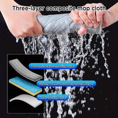 Flat Mop and Bucket with Wringer Set Hands-Free, Dual Compartment Wet Dry Separation Floor Cleaning System, 360° Rotating Head, 2 Reusable Microfiber Pads for All Floor Types Windows Walls