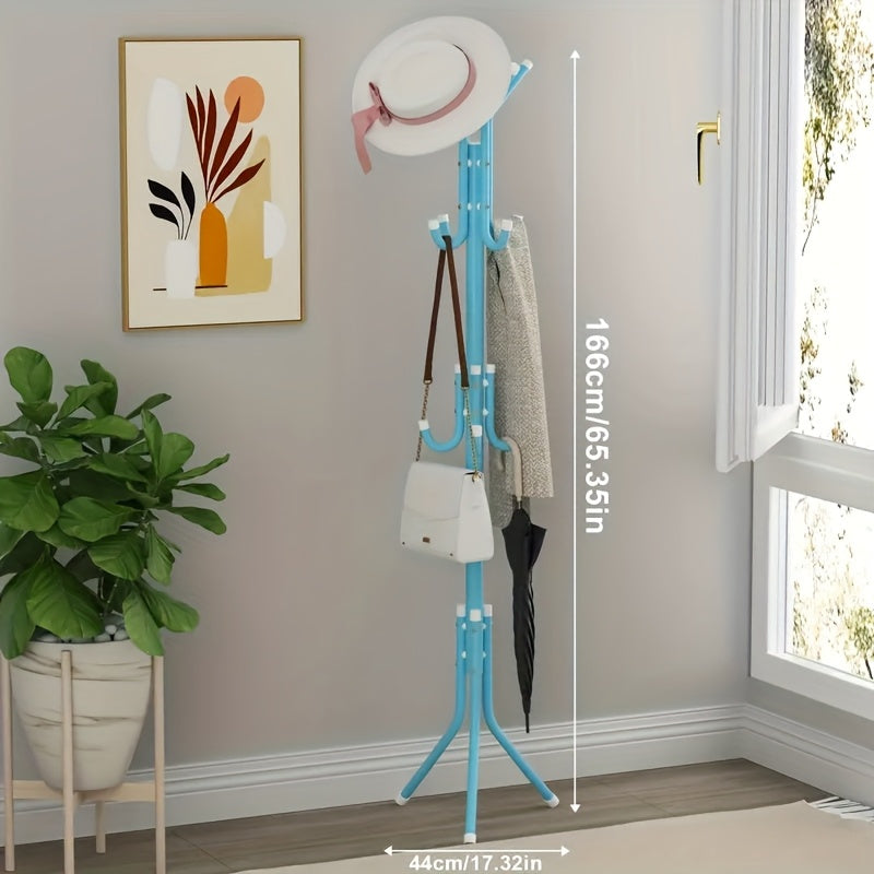 Black Freestanding Coat Rack with 9 Hooks – Adjustable Metal & Plastic Garment Organizer for Office, Dressing Room, Bedroom, Classroom, Living Room, Bathroom, Hallway – Easy Assembly, Entryway Organizer | Minimalist Design | Durable Construction, Clothes