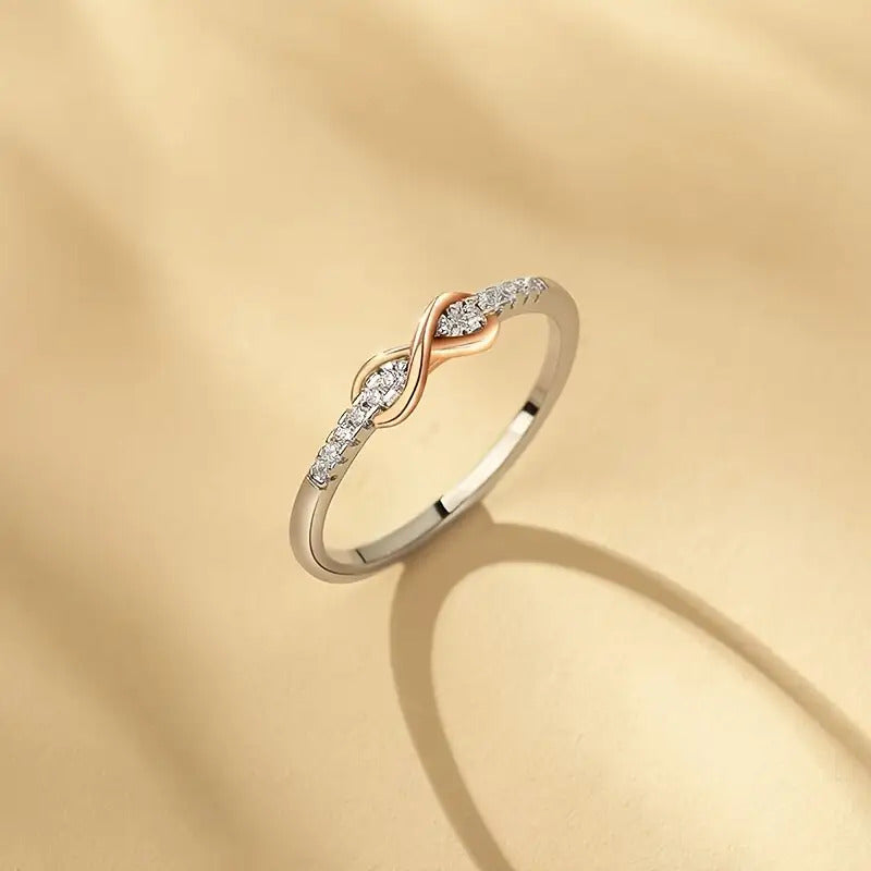 925 Silver Lucky Number 8 Ring for Women - Color Separation Art Design, Pure Silver Stackable Ring for Wedding, Engagement, Party & Anniversary, Exquisite Jewelry Gift
