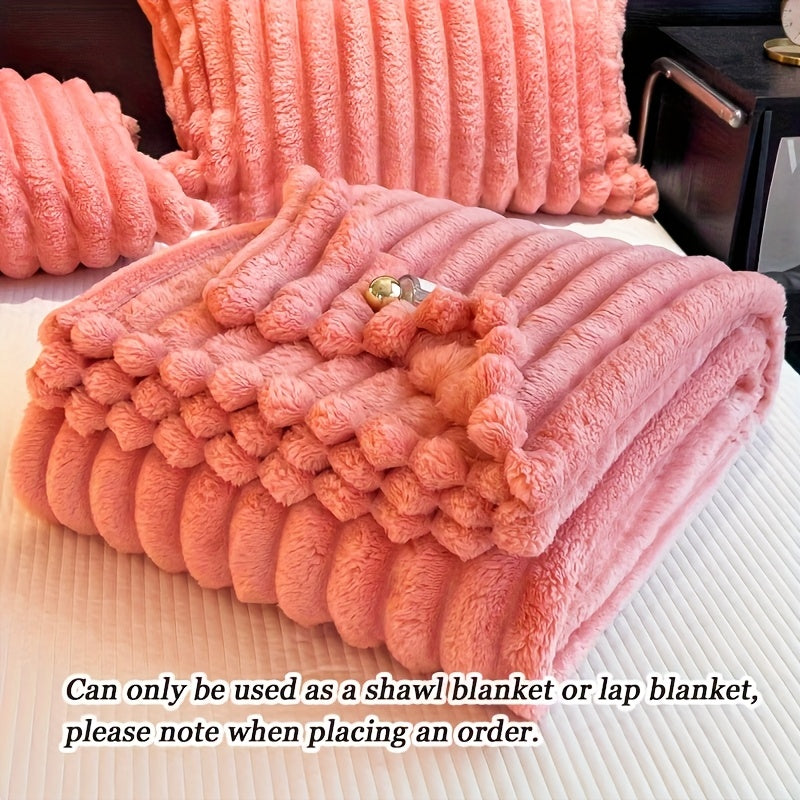Faux Rabbit Hair Reversible Thermal Blanket – Thickened Soft Plush, All-Season Nap Blanket for Bed Sofa Office & Camping, Throw to King Size – White, Dark Gray, Pink & Blue